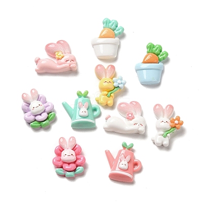 Cartoon Rabbit Theme Opaque Resin Decoden Cabochons X-RESI-R443-04-1