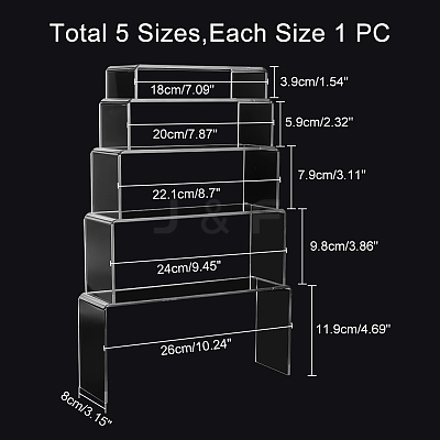 5Pcs 5 Styles U-shape Acrylic Shoes Display Stand Risesrs ODIS-WR0001-01-1