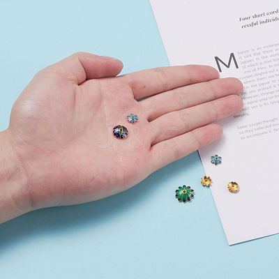 Mixed Brass Enamel Bead Caps X-KK-L124-09G-RS-1