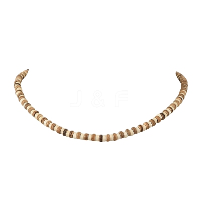 5MM Natural Coconut and Synthetic Turquoise Heishi Beads Necklaces NJEW-JN06627-1