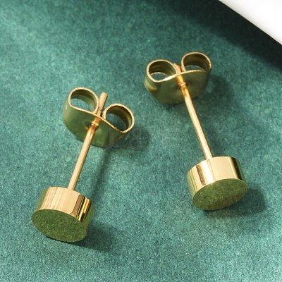 Ion Plating(IP) Flat Round 304 Stainless Steel Stud Earrings EJEW-O052-08G-1