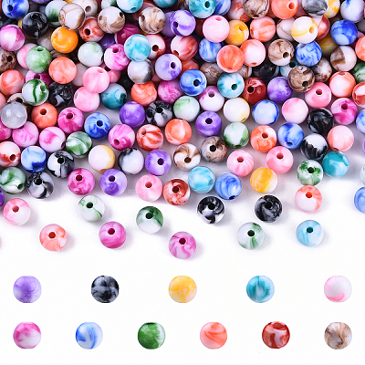 300Pcs Opaque Acrylic Beads SACR-YW0001-89A-1
