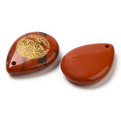 Natural Red Jasper Drop Pendants G-C158-01H-1