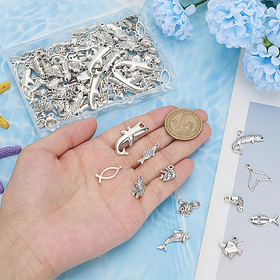 96Pcs 12 Styles Tibetan Style Zinc Alloy Pendants TIBEP-ME0001-15-1