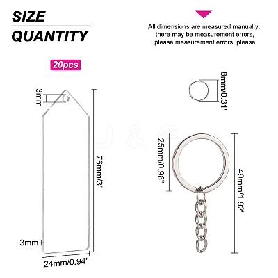 DIY Rectangle with Angle Acrylic Pendant Keychain Making Kits DIY-BC0001-62P-1
