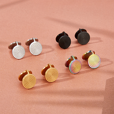 8Pcs 4 Colors 304 Stainless Steel Vortex Cuff Earrings EJEW-FI0001-60-1