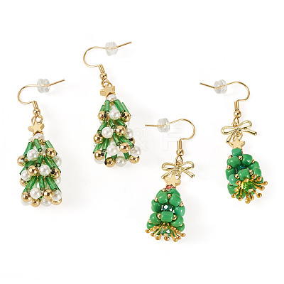 2 Pairs 2 Styles Glass Dangle Earrings EJEW-TA00700-1