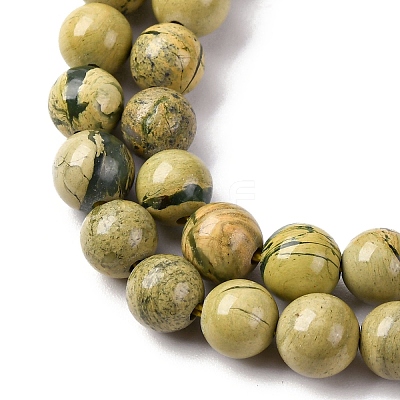 Natural Verdite Stone Beads Strands G-C242-03-6mm-1