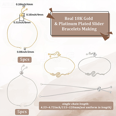 10Pcs 2 Colors Rack Plating Brass Chain Bracelet Making KK-BBC0021-96-1