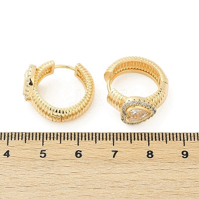 Brass Clear Cubic Zirconia Hoop Earrings EJEW-Q016-03G-1