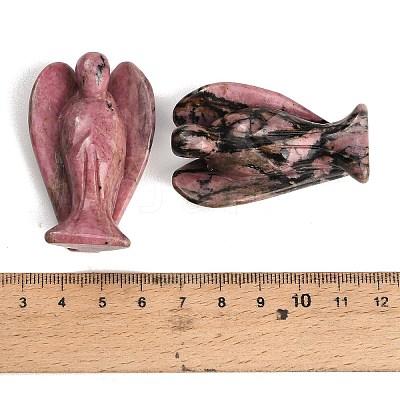 Natural Rhodonite Carved Angel Figurines G-O200-03J-07-1