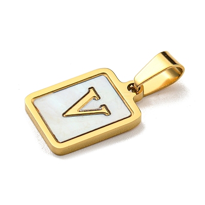 PVD Vacuum Plating 304 Stainless Steel Pave Natural White Shell Pendants STAS-S130-03G-V-1