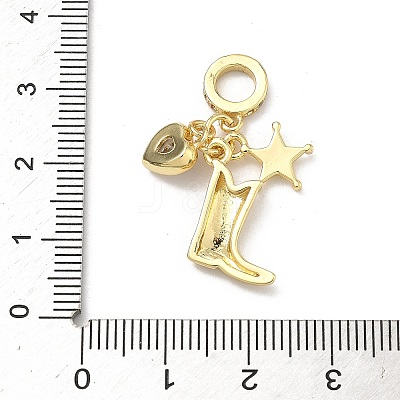 Brass Pave Clear Cubic Zirconia European Dangle Charms KK-P345-44G-1