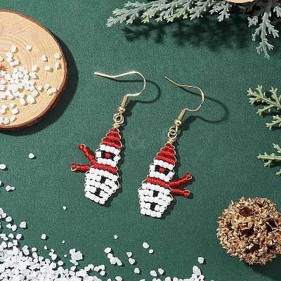 Christmas TOHO Round Seed Beads Dangle Earrings EJEW-MZ00566-02-1