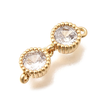 Brass Pave Cubic Zirconia Connector Charms KK-N289-26G-05-1