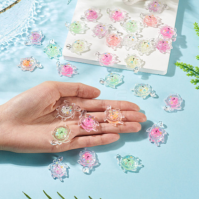 30Pcs Transparent Acrylic and Glitter Powder Pendants TACR-TA0001-91-1