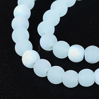Frosted Imitation Jade Glass Beads Strands GLAA-T032-J4mm-MBB04-1