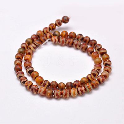 Natural Tibetan Style dZi Beads Strands G-P229-A-07A-6mm-1