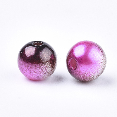 Rainbow ABS Plastic Imitation Pearl Beads OACR-Q174-6mm-12-1