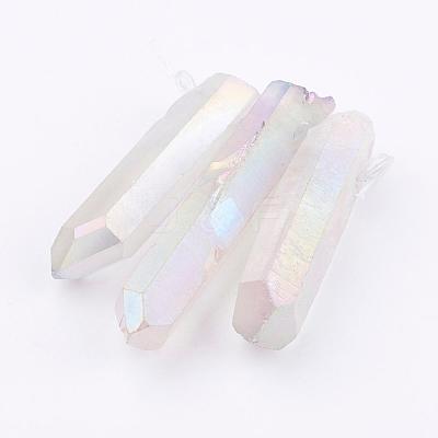 Electroplated Natural Quartz Crystal Graduated Beads Strands G-P315-A10-1