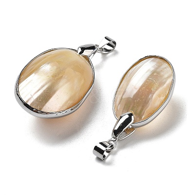 Electroplate Natural Shell Big Pendants KK-F882-05P-1