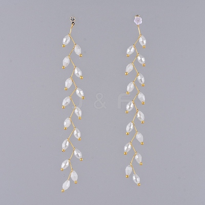 Electroplate Glass Beads Dangle Stud Earrings EJEW-JE03820-1