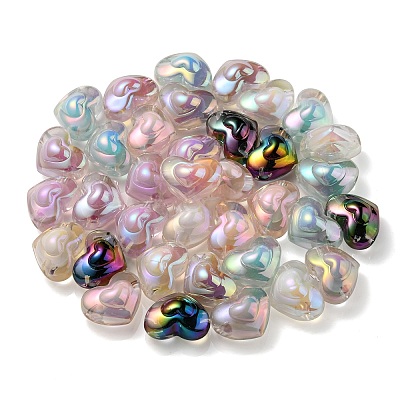 UV Plating Rainbow Iridescent Transparent Acrylic Beads OACR-C007-04-1