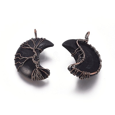 Natural Obsidian Tree of Life Wire Wrapped Pendants LS-G-L520-E03-R-NF-1