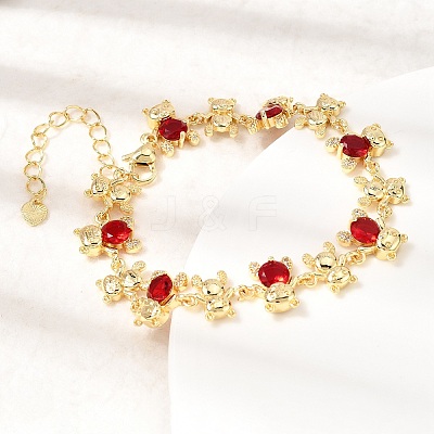 Brass Micro Pave Cubic Zirconia Link Chain Bracelets for Women BJEW-D457-01G-1