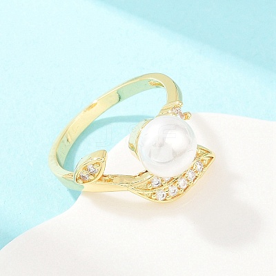 Brass Micro Pave Cubic Zirconia Finger Rings for Women RJEW-D340-02G-01-1