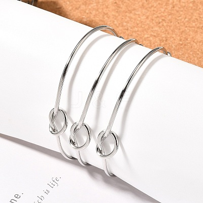 Non-Tarnish Knot Shape Cuff Bangle BJEW-N013-007-1