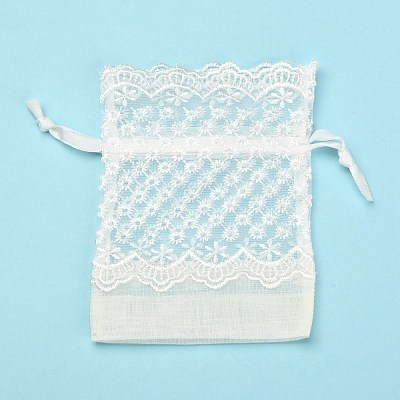 Organza Gift Bags with Lace OP-R034-10x14-04-1
