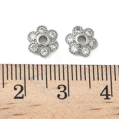 Brass Micro Pave Clear Cubic Zirconia Bead Caps KK-S350-12P-1