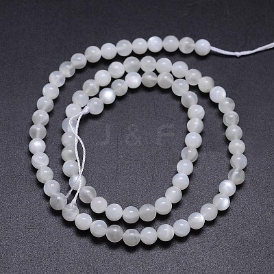 Natural White Moonstone Round Bead Strands G-M262-5mm-04-1
