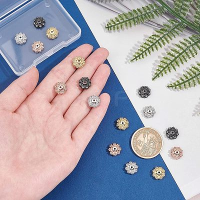 Multi-Petal Brass Micro Pave Cubic Zirconia Bead Caps ZIRC-NB0001-44-1