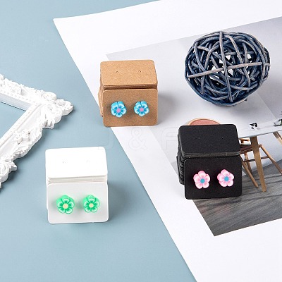 300Pcs 3 Colos Jewelry Earring Display Kraft Paper Price Tags DIY-LS0003-92-1
