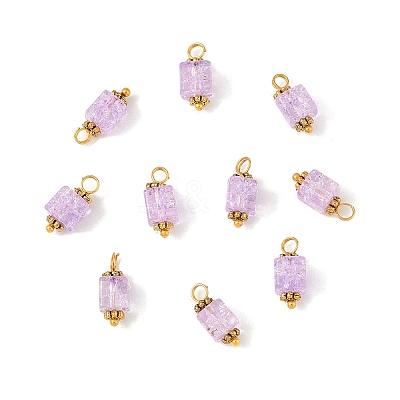 10Pcs Crackle Glass Pendants PALLOY-YW00067-07-1