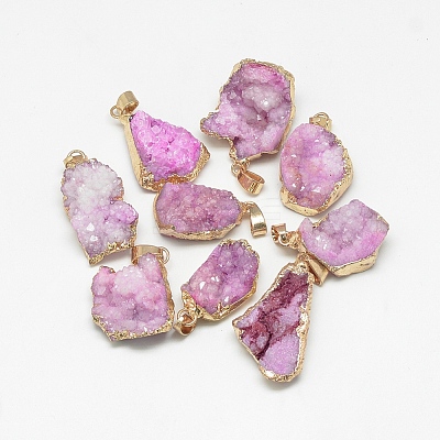 Natural Druzy Agate Pendants G-Q494-76B-1