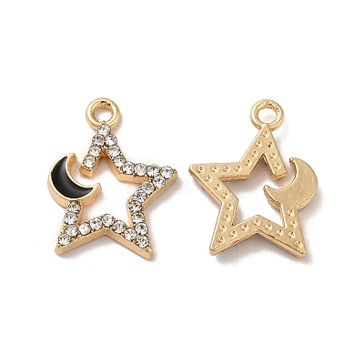 Rack Plating Alloy Rhinestone Pendants PALLOY-O106-27G-03-1