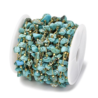 3.28 Feet Handmade Synthetic Turquoise Beaded Chains X-CHC-I026-D-01G-1