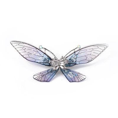 Bling Resin Butterfly Brooch Pin with Crystal Rhinestone LS-JEWB-P016-04P-03-1