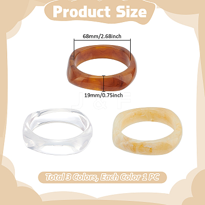 3Pcs 3 Style Imitation Marble Acrylic Bangles Set for Women BJEW-FI0001-11-1