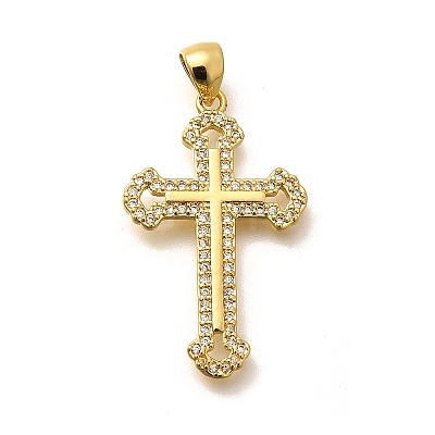 Rack Plating Brass Micro Pave Cubic Zirconia Pendants KK-L226-005G-12-1