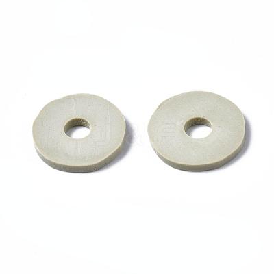 Flat Round Handmade Polymer Clay Beads CLAY-R067-12mm-02-1