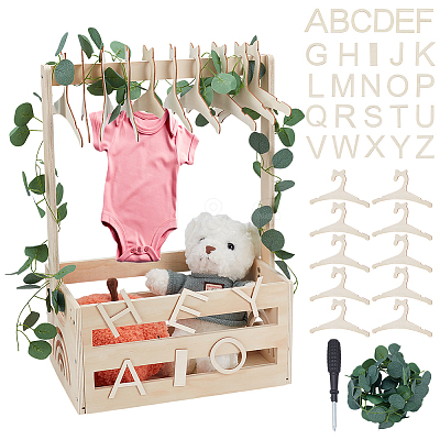 Wood Toddler Clothes Storage Basket AJEW-UN0002-75-1