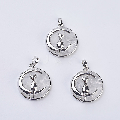 Natural Quartz Crystal Kitten Pendants G-K234-D05-1
