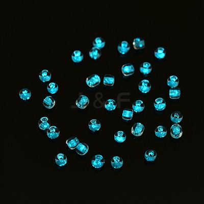 Glow in the Dark Luminous Transparent Glass Seed Beads SEED-YWC0001-01E-1