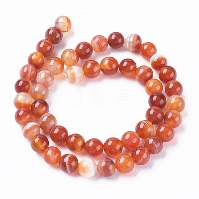 Natural Striped Agate/Banded Agate Beads Strands G-G582-4mm-59-1