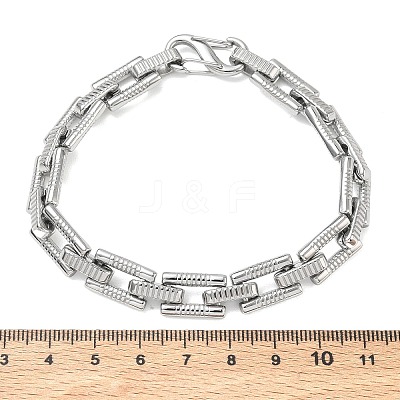 304 Stainless Steel Textured Rectangle Link Chain Bracelets SA-CBA2696-20P-1