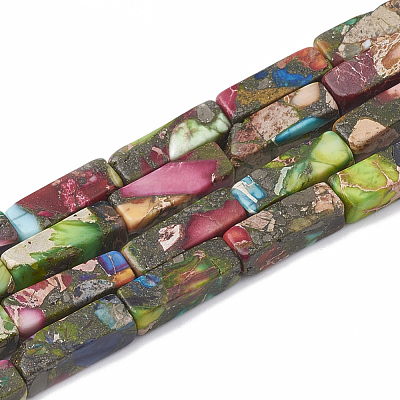 Synthetic Gold Line Imperial Jasper Beads Strands X-G-S321-001-1